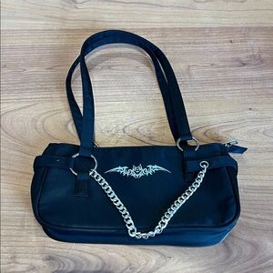 Black Shoulder Bag tribal bat with Silver Chain Accent goth gothic nwot